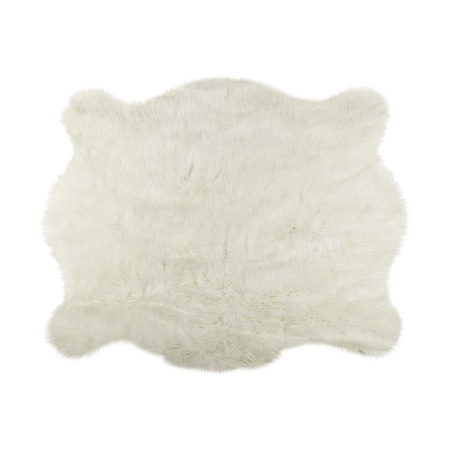 Dare2Decor 4.25 x 5 in. Polar Bear Faux Hide Area Rug - Off White DA3088387